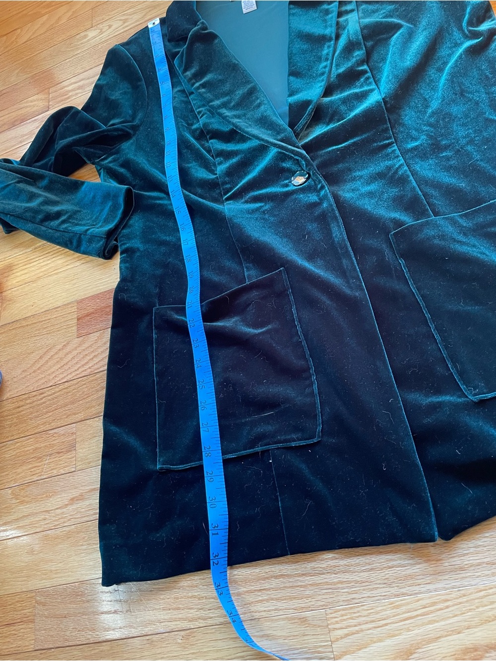 Joseph Ribkoff Green Velvet Single-Button Blazer - Picture 5 of 8